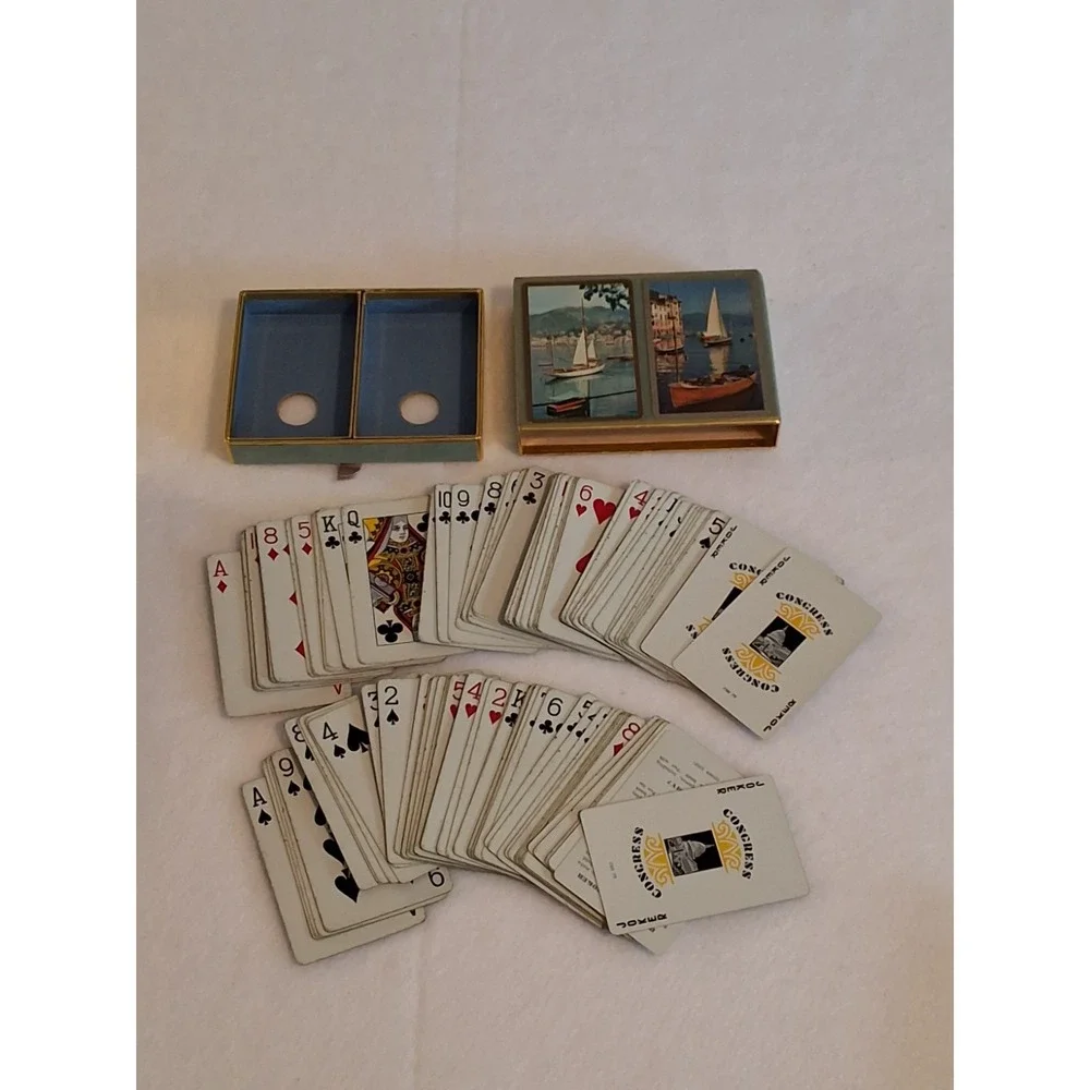 Vintage Bridge Party Set, 3 Double Decks(Complete)3Tallies(New) And 4 Score Pads